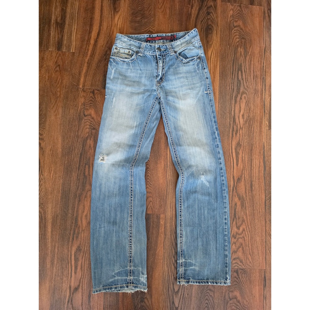 Rock & Roll Cowboy Double Barrel Relaxed Straight Leg Jeans Men 29x36 Blue Denim